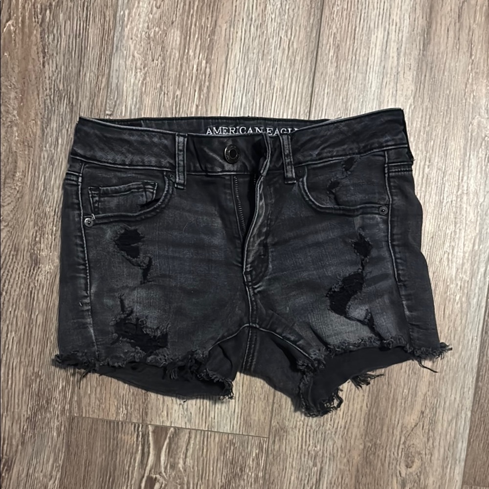 American Eagle Outfitters Black Distressed Women's Shorts
